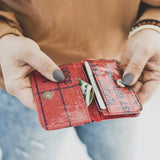 Upcycled Wallet w/ multi pockets & snap closure - Malia Designs